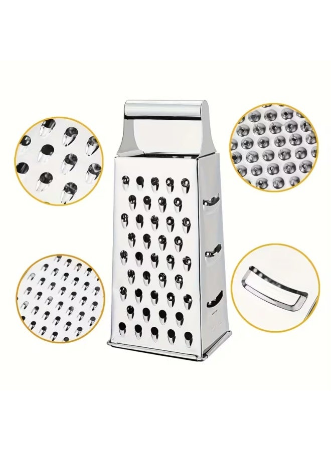 AMM 4-In-1 Premium Stainless Steel Grater for Shredding Cheese, Slicing Vegetables, And Mashing Or Grating - Image 4